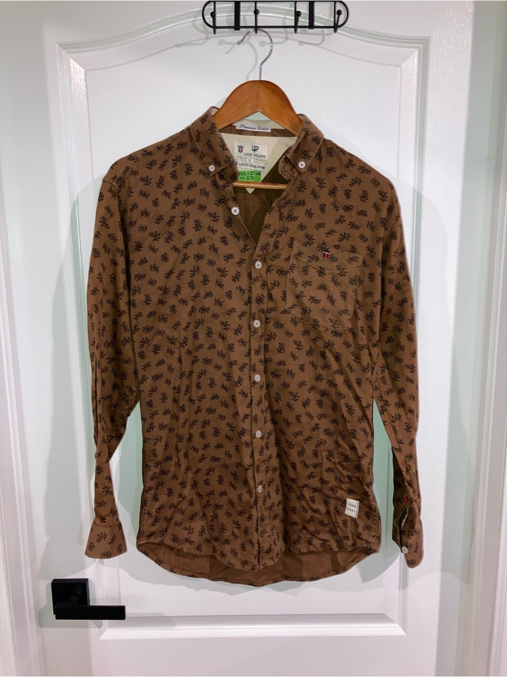 Louis Philippe Brown Floral Button Up Shirt - size S